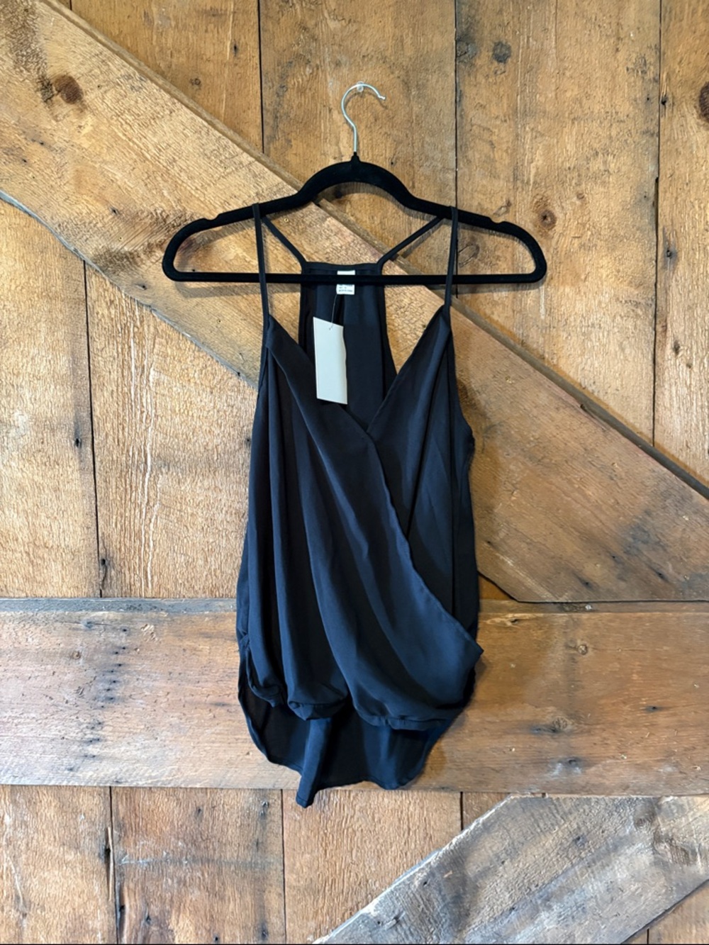 Black Draped V-Neck Camisole Top - Women